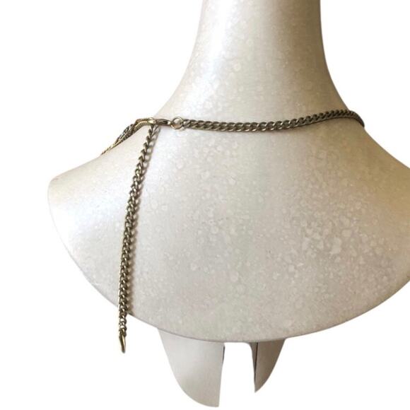 Vintage Multi Strand Contrasting Gold And Dark Silver Tones Necklace Grunge Glam - Picture 8 of 8